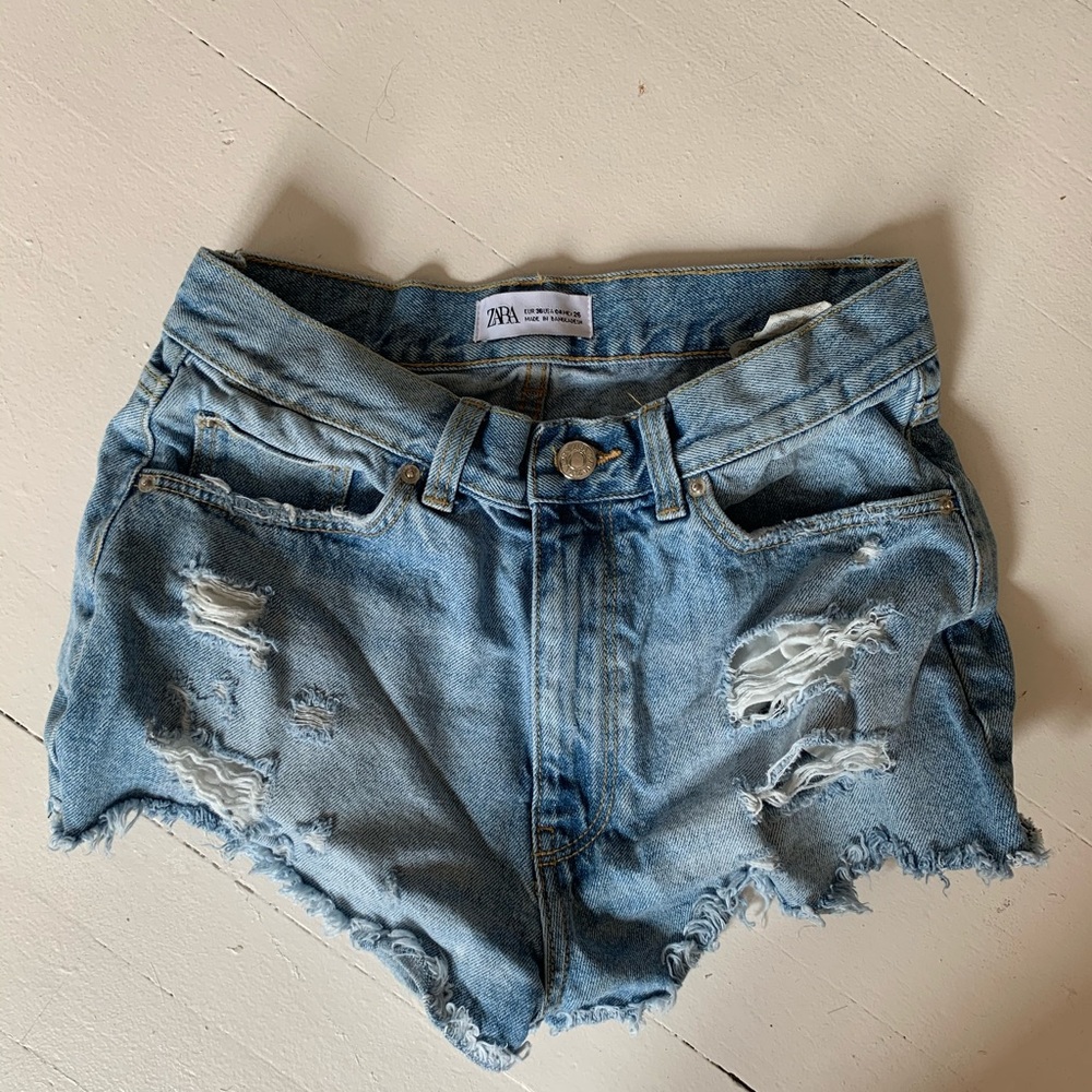 Zara high rise denim shorts